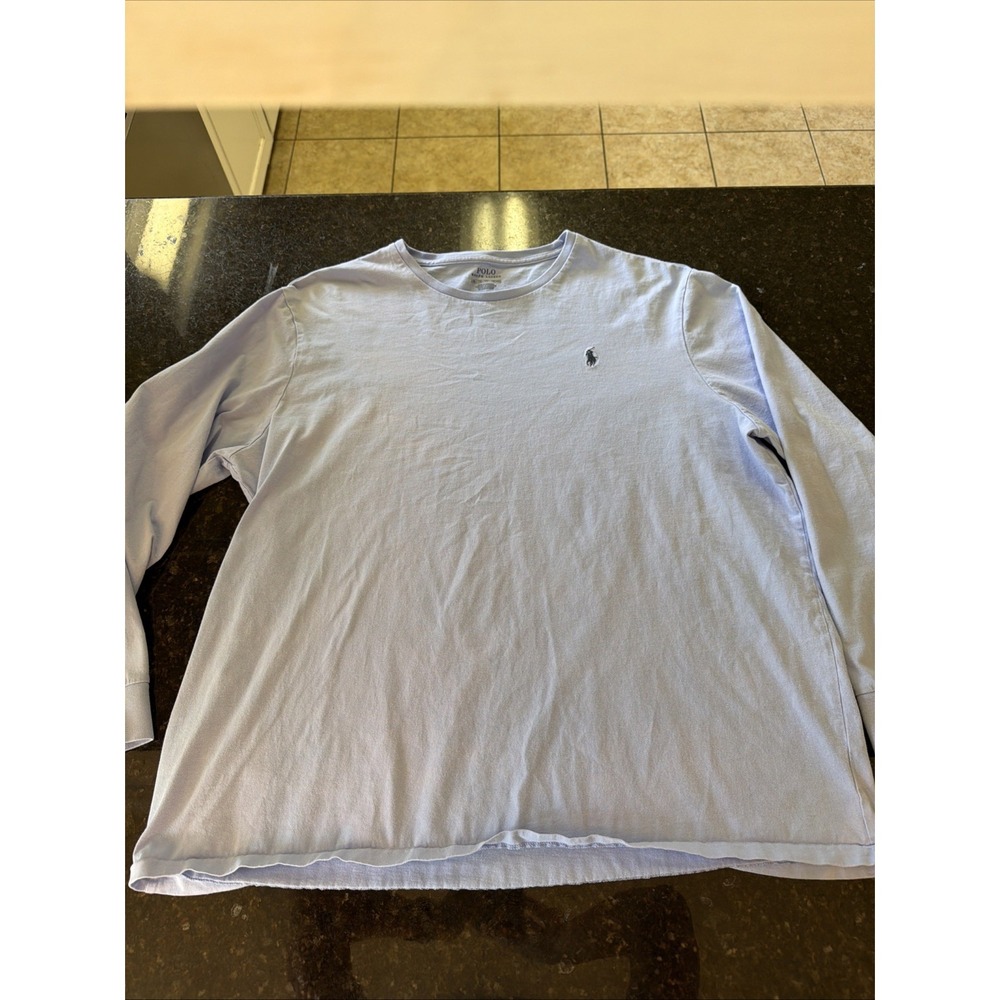 Polo Ralph Lauren Men's Sz XXL 2XL Long‎ Sleeve T-shirt Shirt Tee Baby Blue Navy